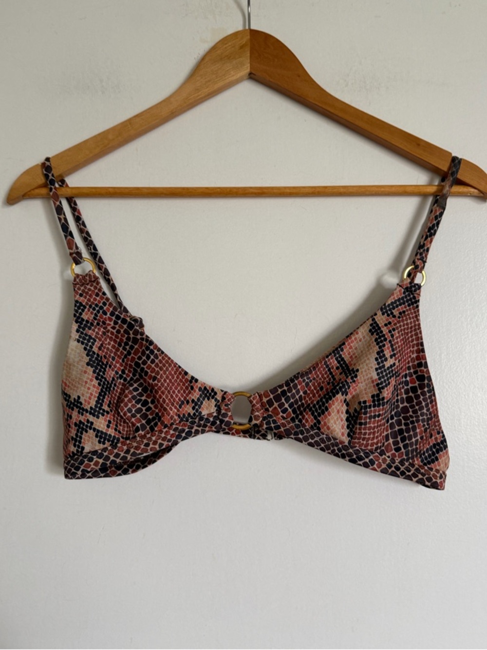 Blackbough Brown Snakeskin Print Triangle Swim Bikini Top size Small EUC
